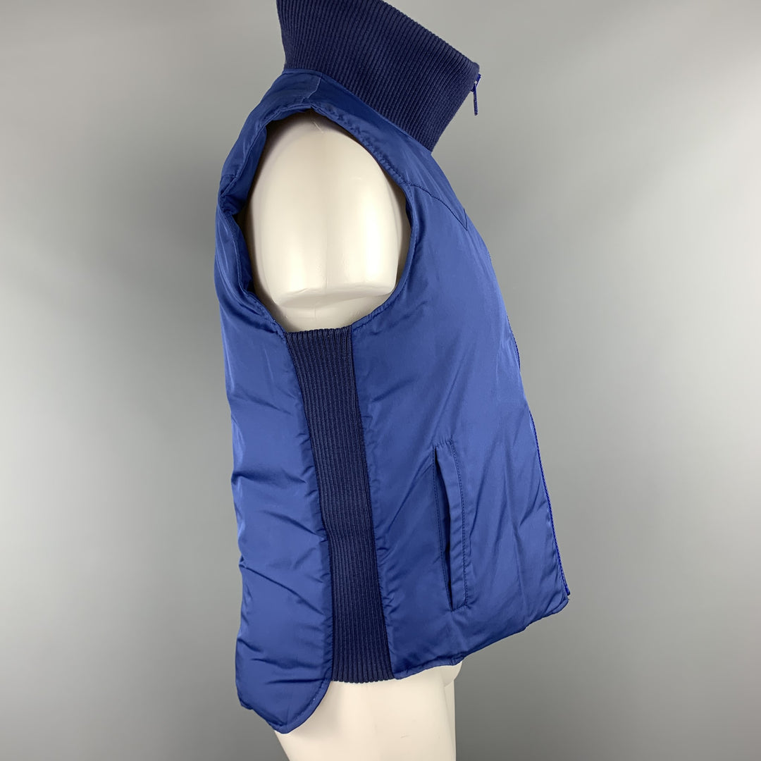 MARC JACOBS Size 38 Navy Padded High Ribbed Collar Zip Up Vest