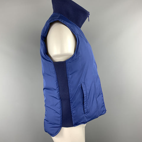 MARC JACOBS Size 38 Navy Padded High Ribbed Collar Zip Up Vest