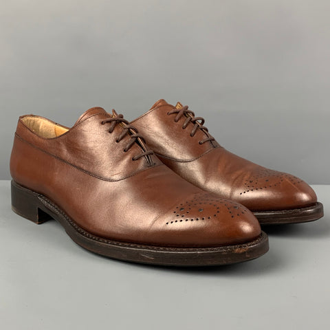 JACK ERWIN Size 9 Brown Perforated Leather Lace Up Shoes