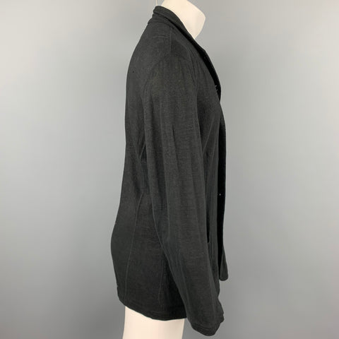 YOHJI YAMAMOTO Size L Black Knitted Linen Buttoned Jacket