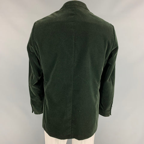 POLO by RALPH LAUREN Size 44 Regular Green Velvet Cotton Peak Lapel Sport Coat