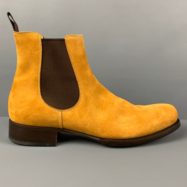 PRADA Size 12 Natural Suede Leather Ankle Boots