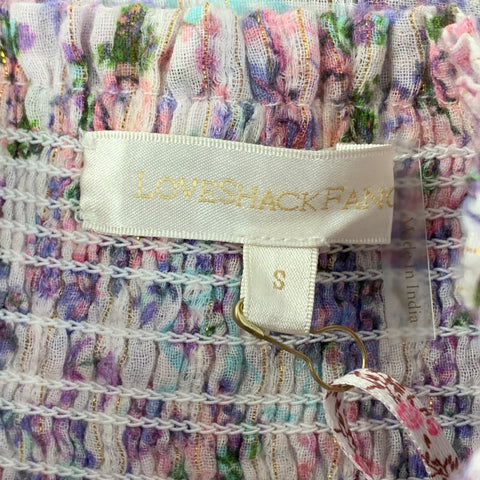 LOVE SHACK FANCY Size S Pink Purple Cotton Floral Skirt