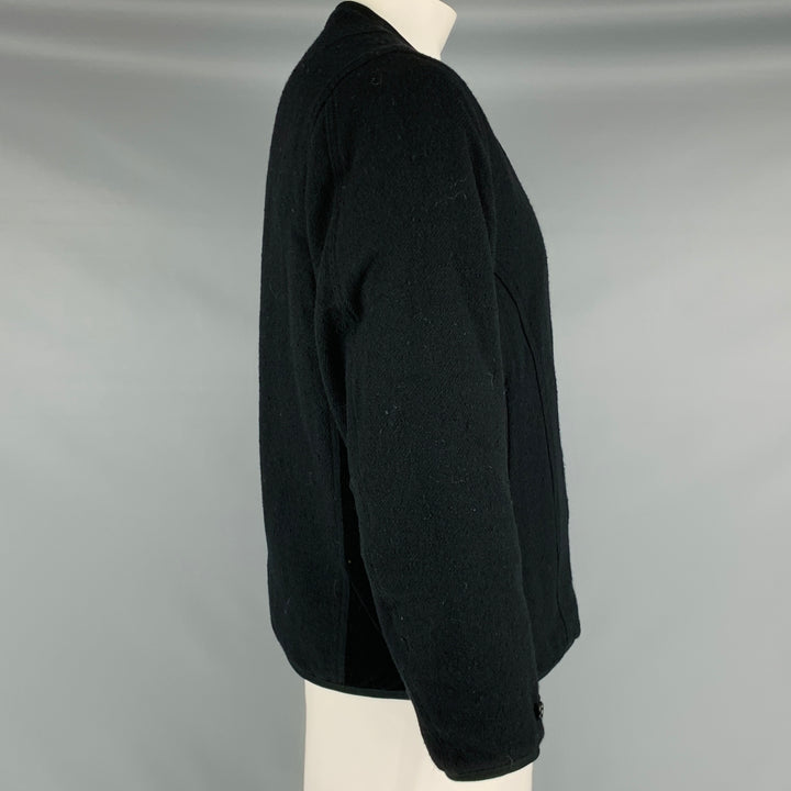 VISVIM -Chaqueta de plumón Wawona -Talla L Abrigo con cremallera de lino y lana de tweed negro y beige