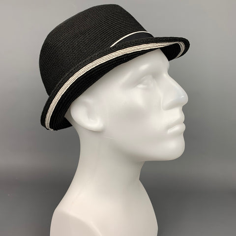 PANDAMERICA Black Raffia Fedora Hat