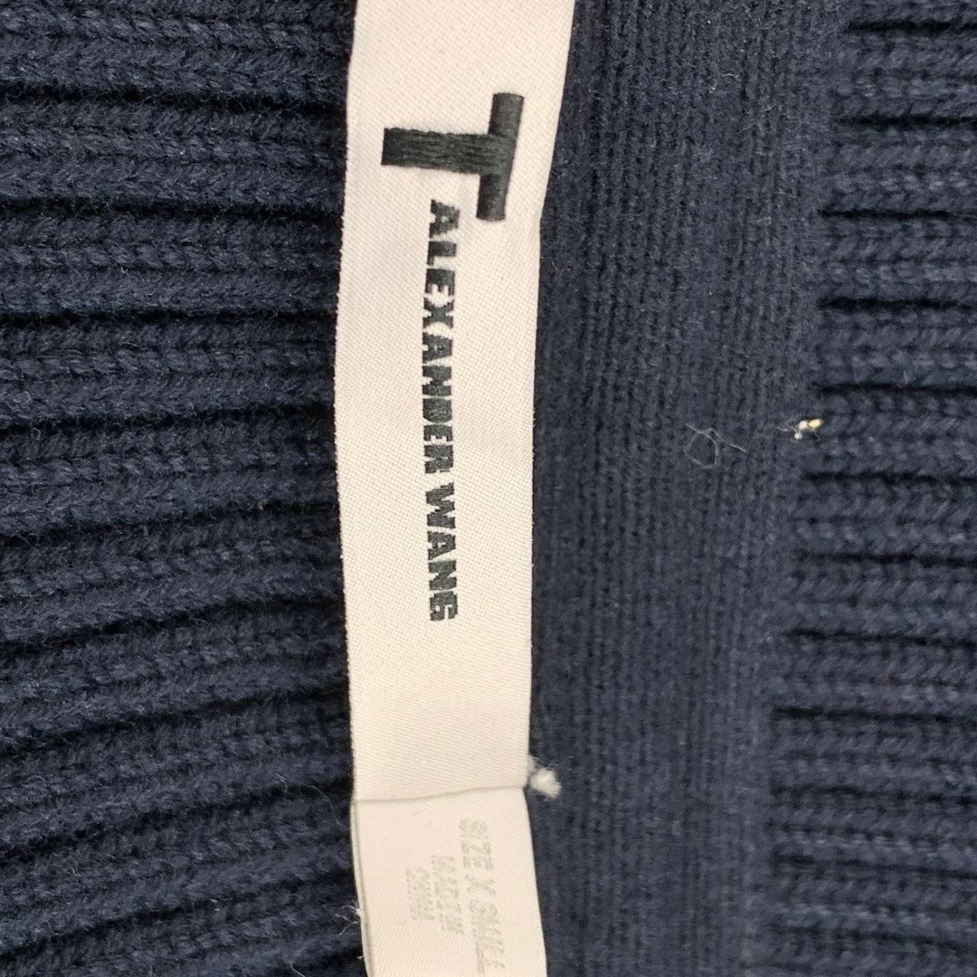 ALEXANDER WANG Size XS Navy Cotton Blend Ribbed Pullover