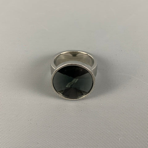 WE 11 DONE Ring Size 9 Black Crystal Round Cutl Ring