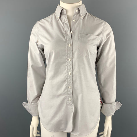 BLACK FLEECE Size L Light Gray Cotton Button Down Shirt