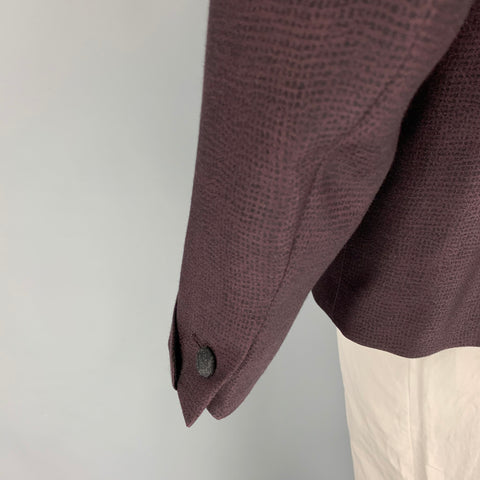 JOHN VARVATOS Size 42 Purple Charcoal Jacquard Wool Sport Coat