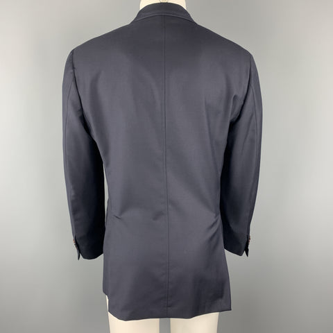 ETRO Size 40 Navy Solid Wool Notch Tab Lapel Sport Coat