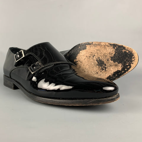 SUIT SUPPLY Size 10 Black Leather Double Monk Strap Loafers