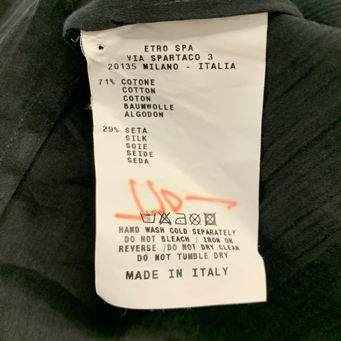 ETRO Taille S Chemise boutonnée en soie et coton noir