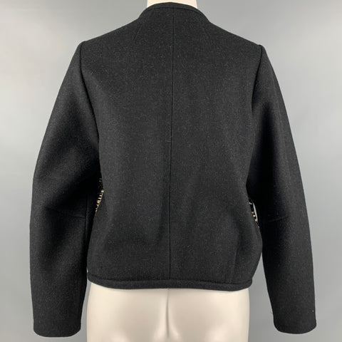 ISABEL MARANT Size 2 Black Cream Merino Wool Zebra Calf hair Jacket