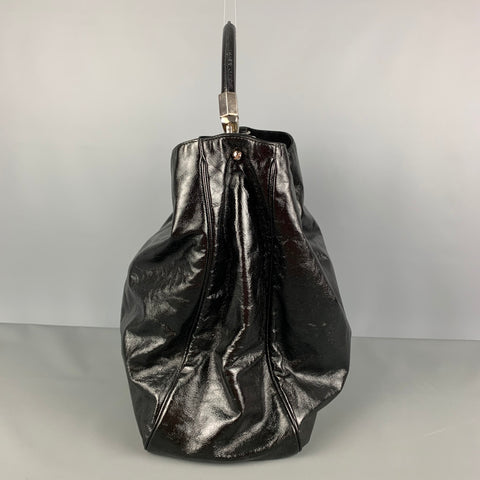 YVES SAINT LAURENT Black Silver Patent Leather Bag Handbag