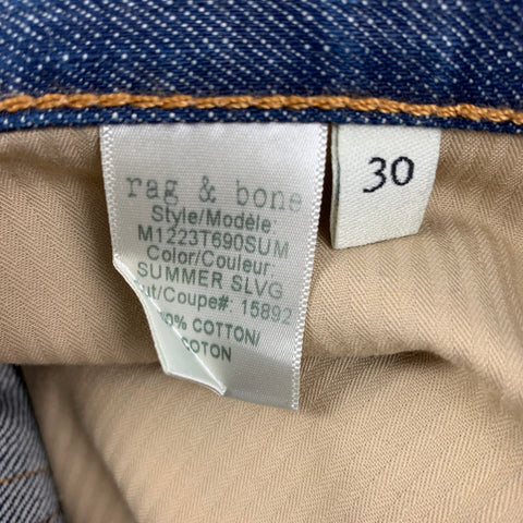 RAG & BONE Size 30 Blue Contrast Stitch Cotton Slim Jeans