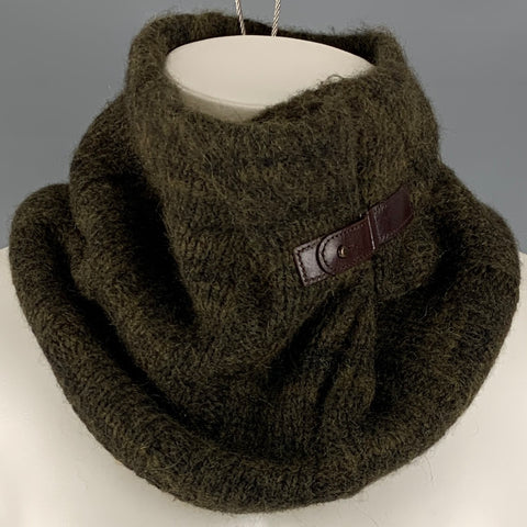JOHNNY LOVE Green Knitted Alpaca Blend Scarf
