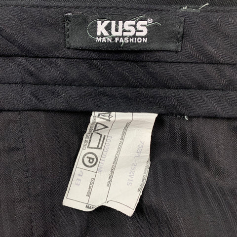 KUSS Size 36 Black Contrast Stitch Polyester / Viscose Notch Lapel Suit