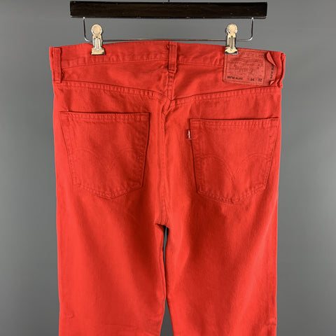 LEVI'S Size 34 Red Solid Cotton Jean Cut Casual Pants