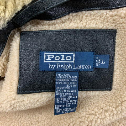 POLO by RALPH LAUREN Size L Charcoal Leather Full Zip Jacket