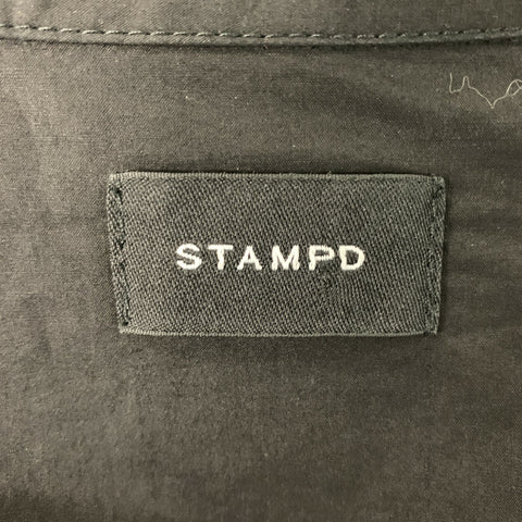 STAMPD Size S Black Mixed Fabrics Cotton Hidden Placket Long Sleeve Shirt