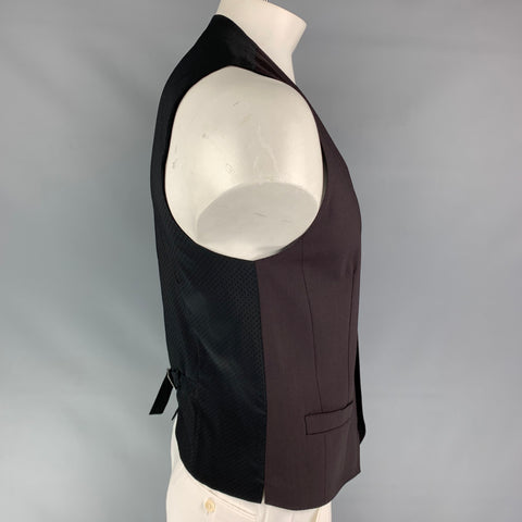 DOLCE &amp; GABBANA Talla 42 Chaleco clásico de lana marrón y negro