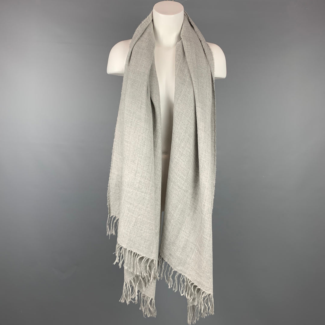 Bufanda extragrande con flecos de alpaca gris KUNA de 79"