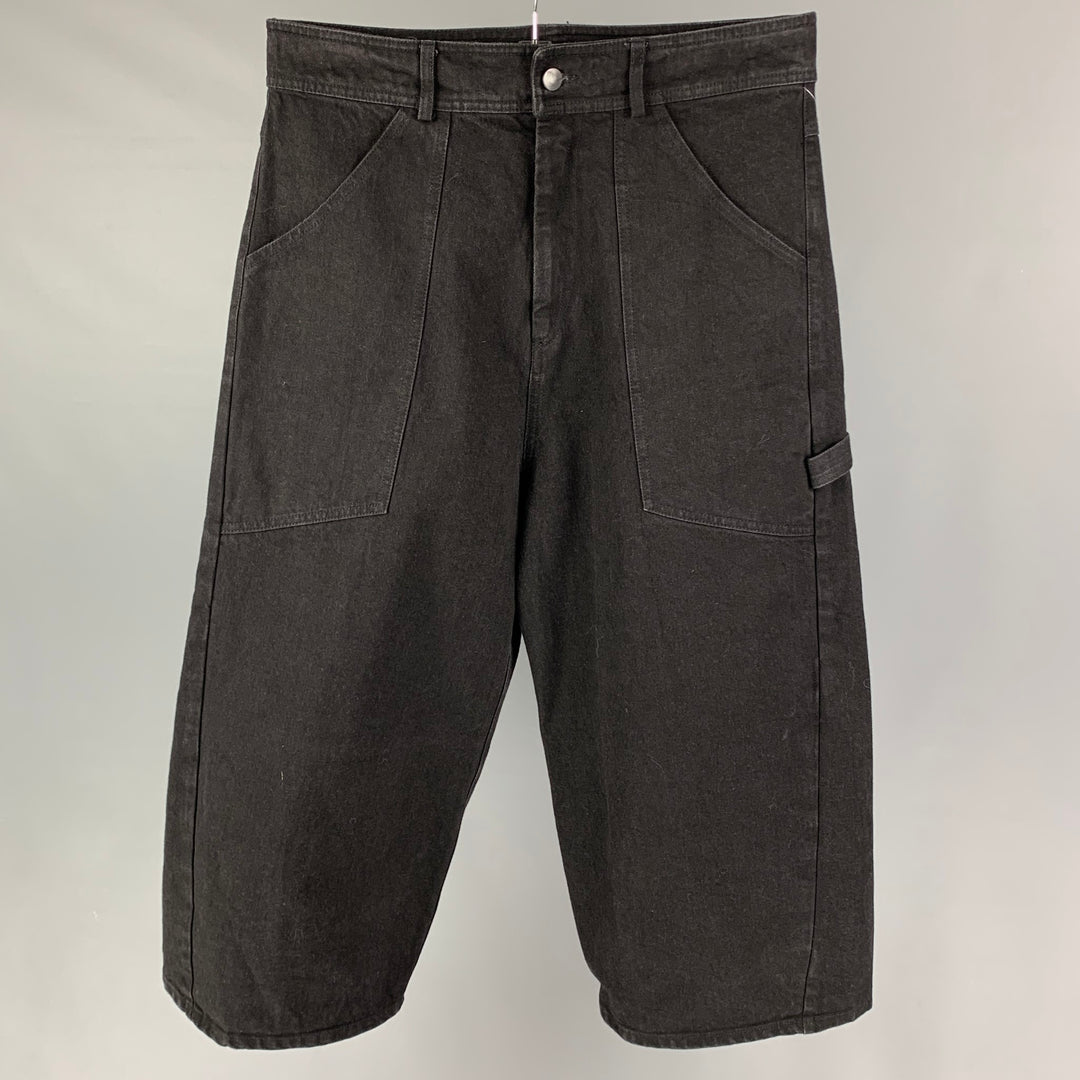 GOSHA RUBCHINSKIY Size L Black Cotton Wide-Leg Cropped Jeans
