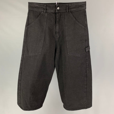 GOSHA RUBCHINSKIY Size L Black Cotton Wide-Leg Cropped Jeans