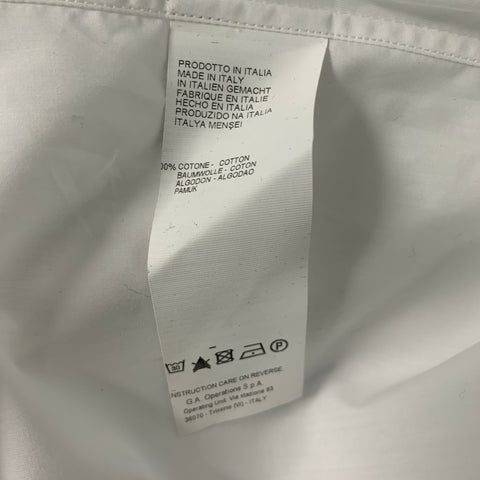 GIORGIO ARMANI Camisa de manga larga con broches de algodón liso blanco talla M