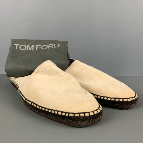 TOM FORD Size 11 Beige Solid Leather Espadrille Loafers