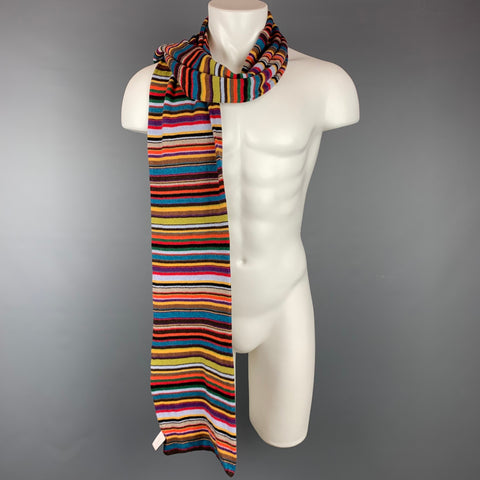 PAUL SMITH Écharpe en mélange de laine et cachemire à rayures multicolores
