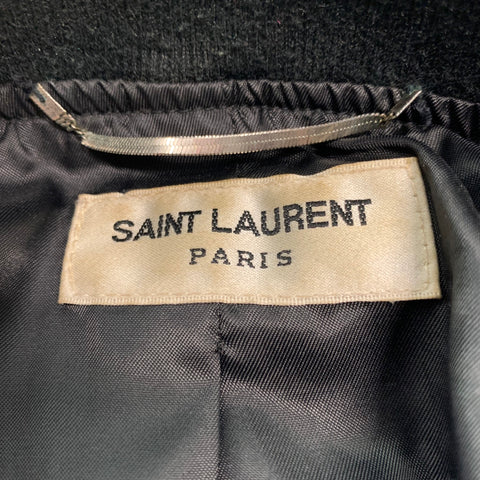 SAINT LAURENT Size M Black Gold Embroidery Cotton Bomber Jacket