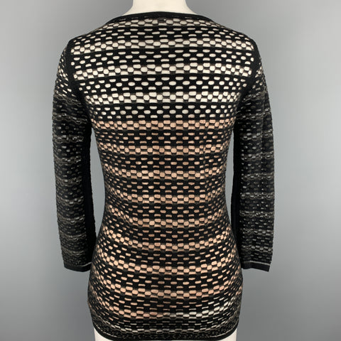 ESCADA Taille S Pull rayé noir doublé en maille