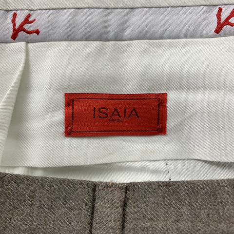 ISAIA Size 38 Taupe Solid Lana Wool Zip Fly Dress Pants