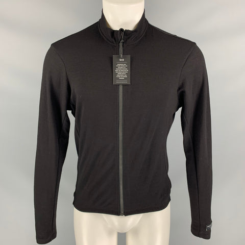 SEARCH AND STATE Size L Black Merino Wool Zip Up Jacket