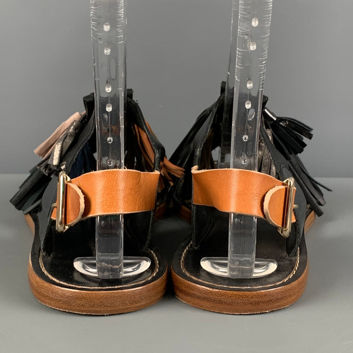 ISABEL MARANT Size 7 Black Tan Tassels Sandals