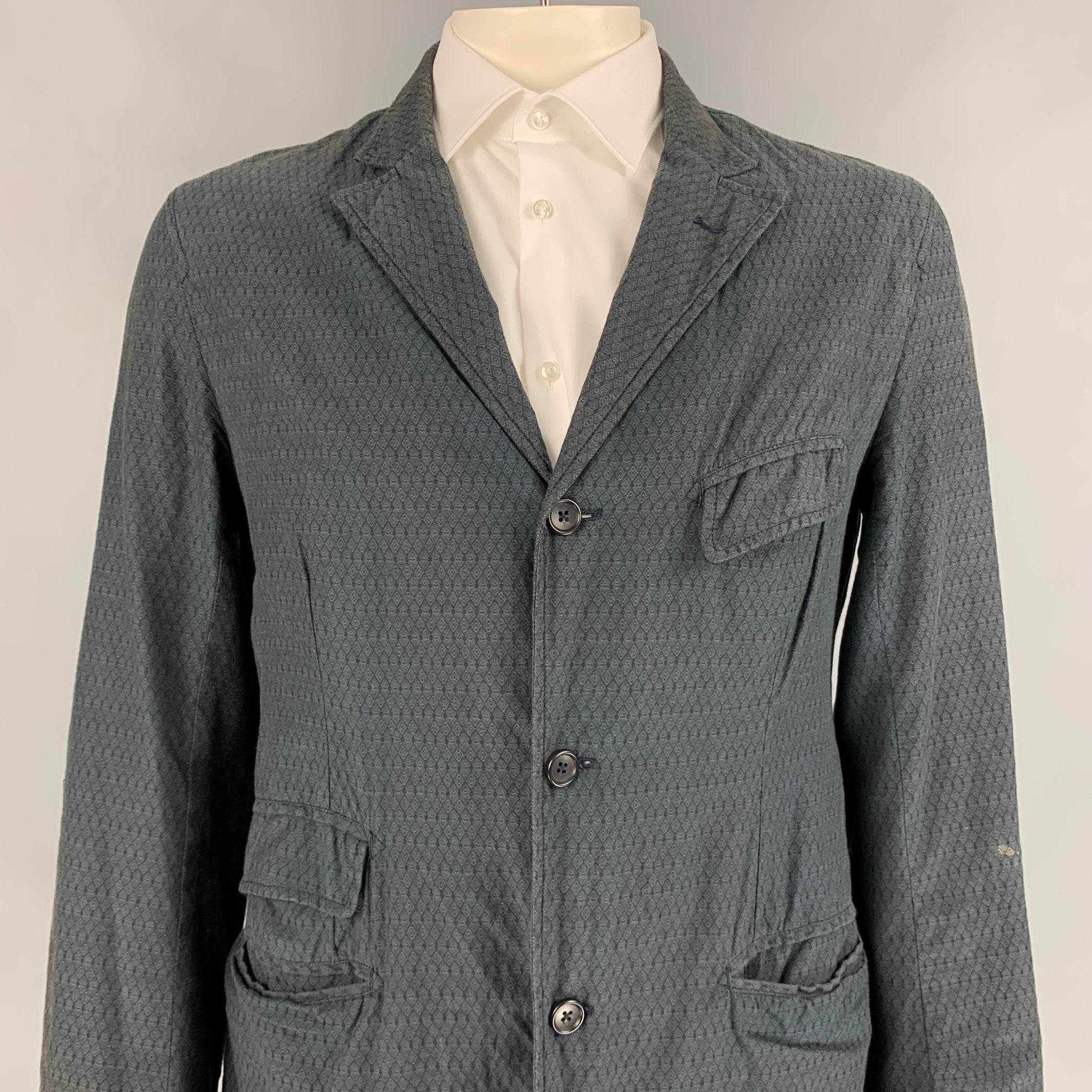 ENGINEERED GARMENTS Size XL Charcoal Rhombus Cotton Sport Coat