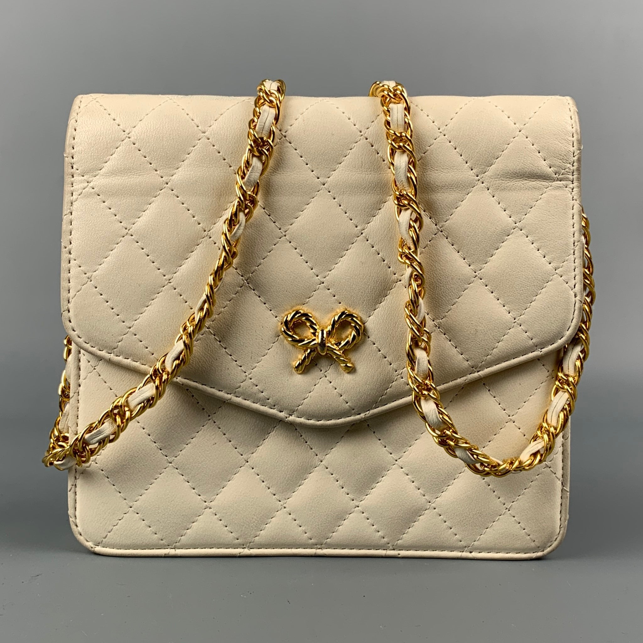 Vintage KIMIJIMA Cream & Gold Quilted Leather Shoulder Bag – Sui