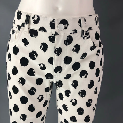 DOLCE & GABBANA Size 6 White Black Cotton & Elastane Dots Jeans