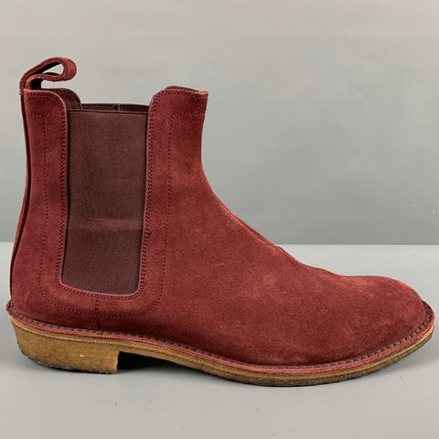 BOTTEGA VENETA Size 7.5 Burgundy Suede Chelsea Boots