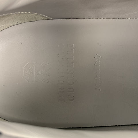 BRUNELLO CUCINELLI Taille 10 Baskets à lacets en cuir gris et bleu marine