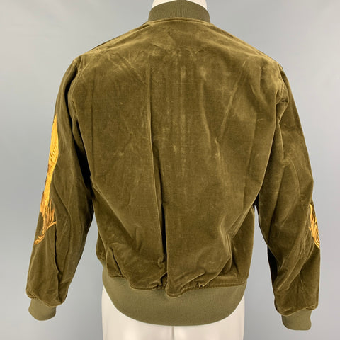 CHRISTIAN DADA FW 19 Taille 34 Veste en velours de coton brodé or olive