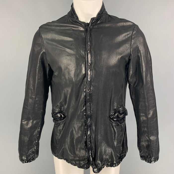 GIORGIO BRATO Size 42 Black Leather Zip Up Jacket