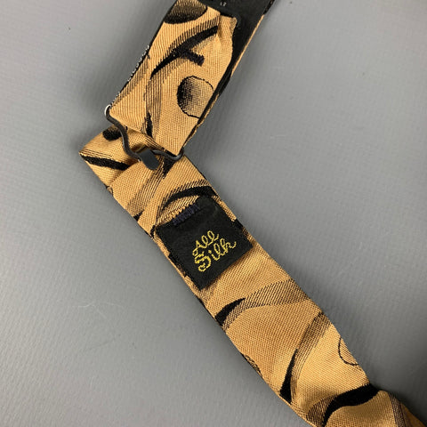 NEIMAN MARCUS Yellow Black Abstract Silk Cummerbund Bow Tie Set