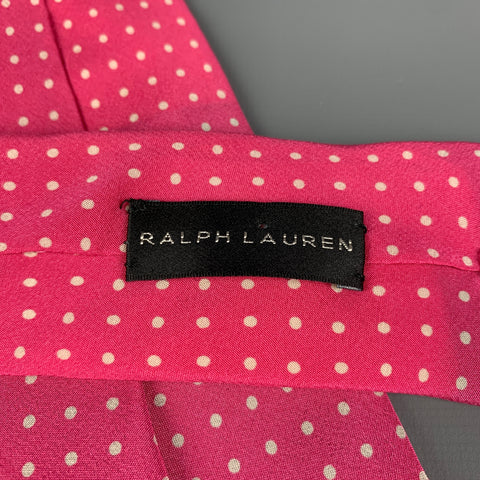 RALPH LAUREN Black Label Pink White Polka Dot Silk Tie