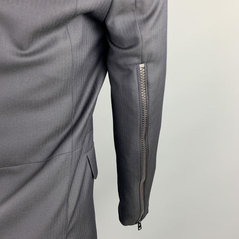 GIVENCHY Size 38 Black on Black Stripe Wool Notch Lapel Sport Coat