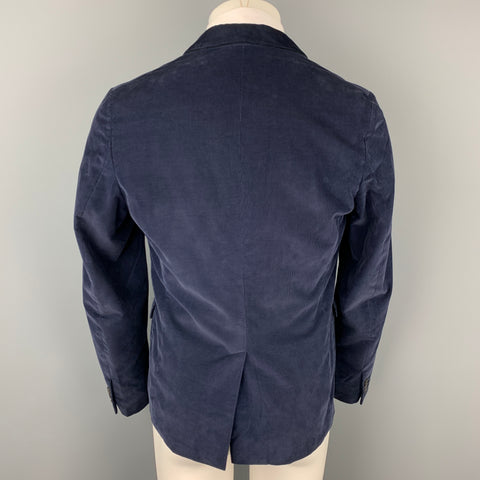 GUCCI Size 38 Regular Navy Corduroy Cotton Single Breasted Sport Coat