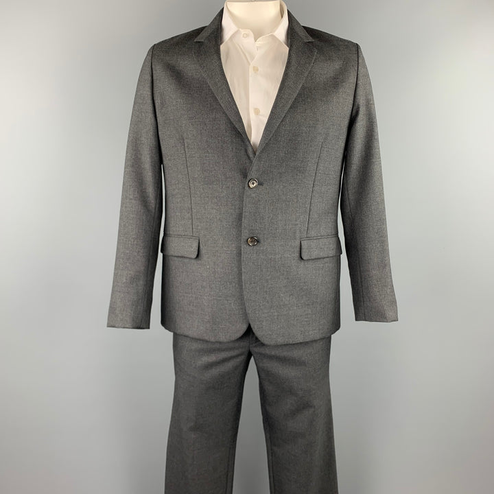 STEVEN ALAN Size 44 Charcoal Wool Notch Lapel Suit