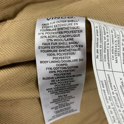 VINCE Chaqueta camionera de mezcla de poliéster texturizada color canela talla M