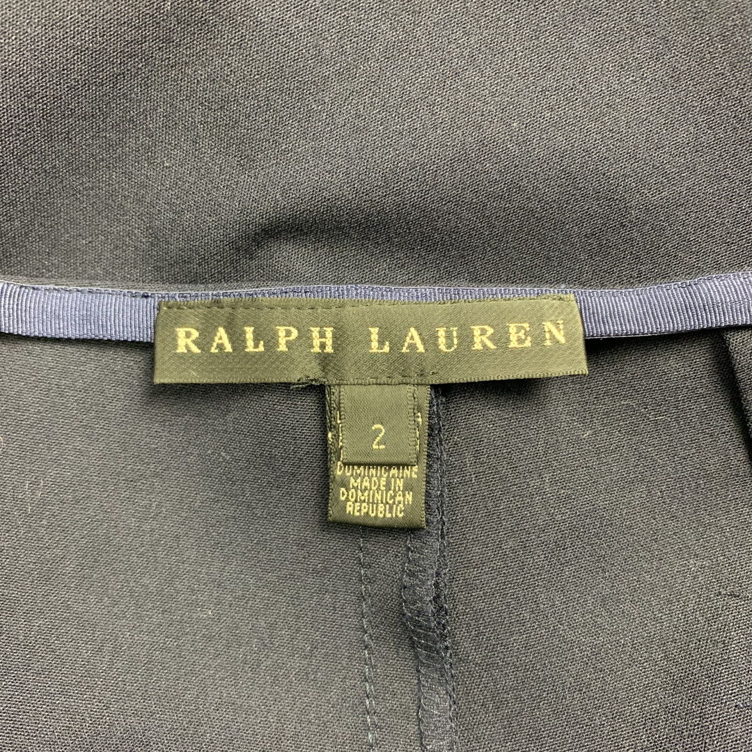 RALPH LAUREN Black Label Taille 2 Pantalon habillé en laine mélangée marine